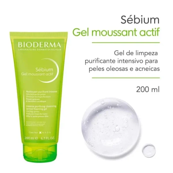 Bioderma Sébium Actif Kit com 2 Unidades – Gel de Limpeza Antioleosidade – 200ml – Kit - Imagem 2